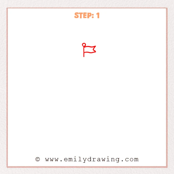 how to draw a cartoon boat - Early sketch showing a small flag on a pole, starting a cartoon boat drawing.